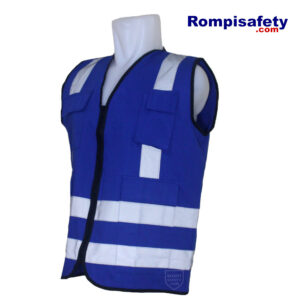 Jual Rompi Safety Drill Biru Benhur Empat Kantong-2