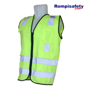 Jual Rompi Safety Drill Hijau Kekuningan Lime Empat Kantong-2