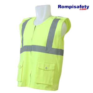 Jual Rompi Safety Drill Hijau Kekuningan Lime Dua Kantong-2
