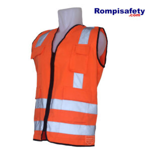 Jual Rompi Safety Drill Oranye Orange Empat Kantong-2